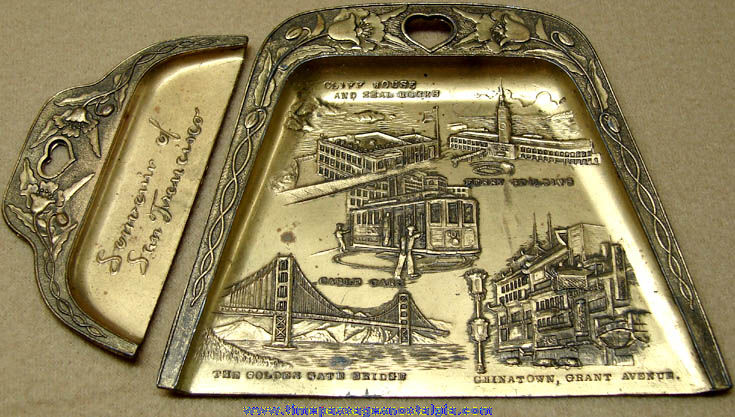 Old Metal San Francisco California Advertising Souvenir Crumb Dust Pan Set