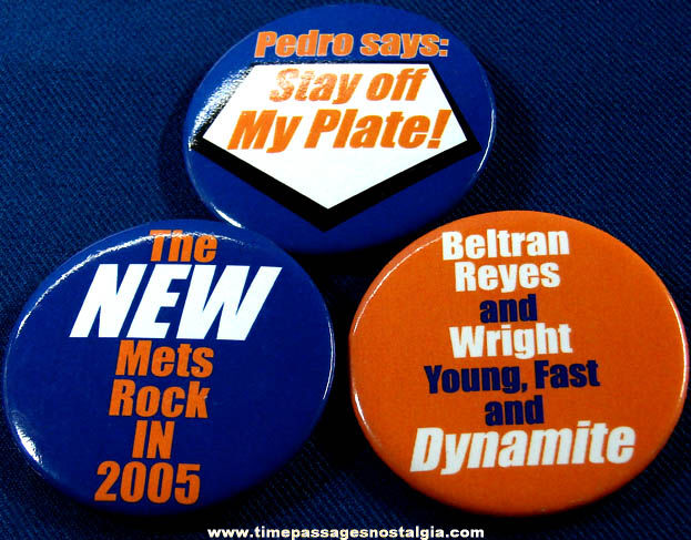 (3) Different Unused New York Mets Baseball Pin Back Buttons