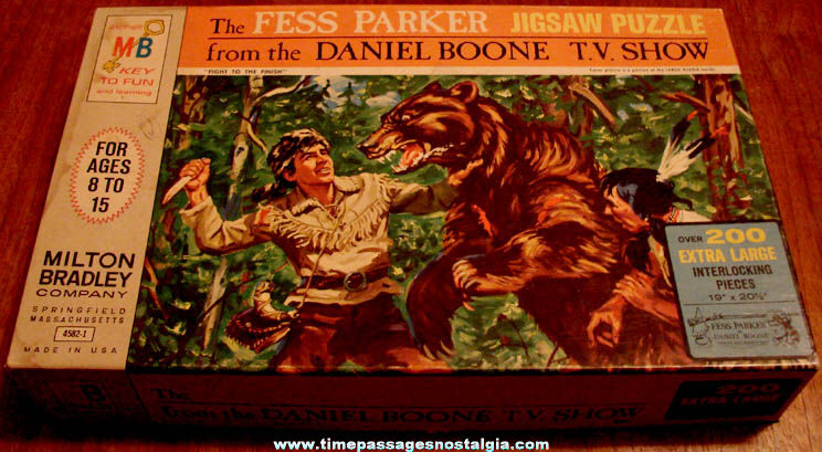 Old Boxed Daniel Boone Television Show Milton Bradley Jigsaw Puzzle
