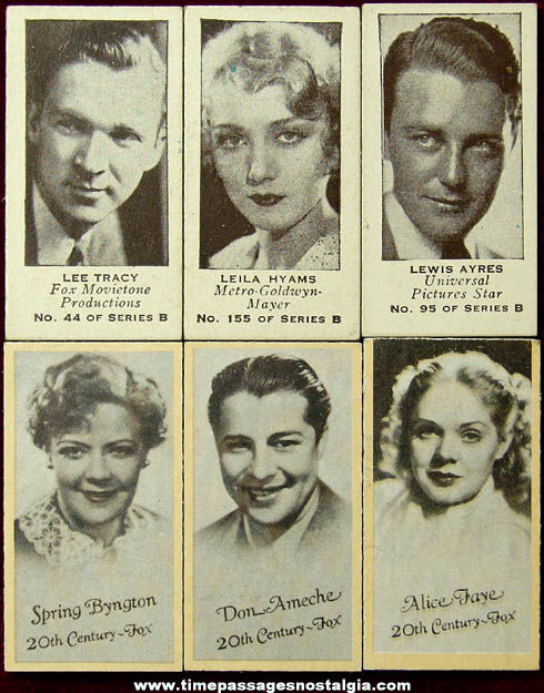 (6) Old Peerless Weight Scale Movie Star Fortune Cards