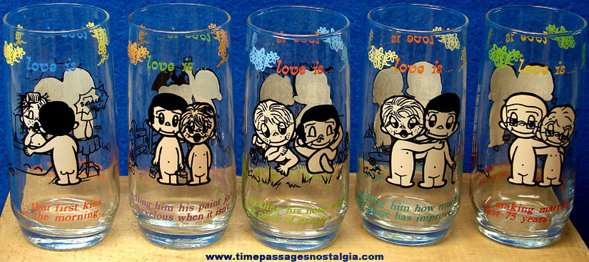 (5) Different Kim Love Is... Comic Character Drink Glasses