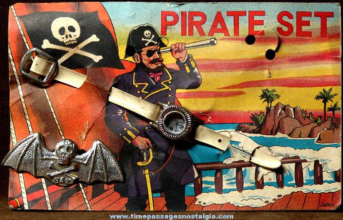 Colorful Old Carded Five & Dime Store Toy Pirate Set