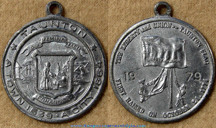 1979 Taunton Massachusetts Advertising Souvenir Medallion Charm or Key Chain Fob