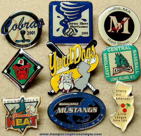 (9) Different Colorful Baseball Team Advertising Pins
