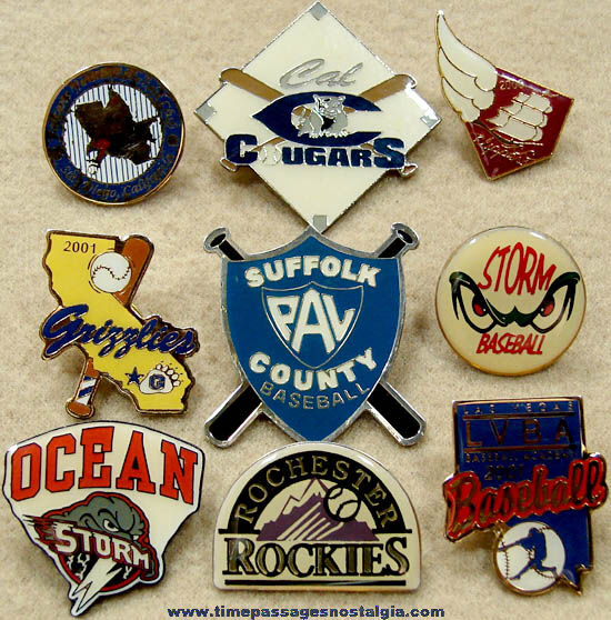 (9) Different Colorful Baseball Team Advertising Pins