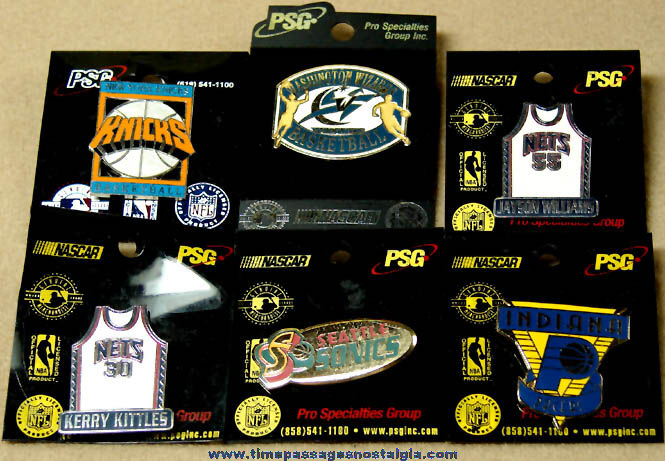 (6) Carded & Unused 1999 Basketball NBA Team Advertising Sports Pins