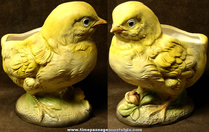 Colorful Old Ceramic Baby Chick Planter