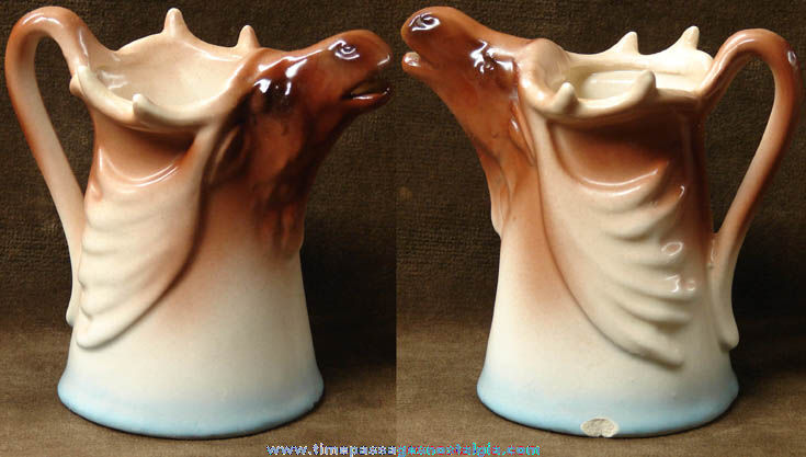 Colorful Old Porcelain Moose Creamer Pitcher