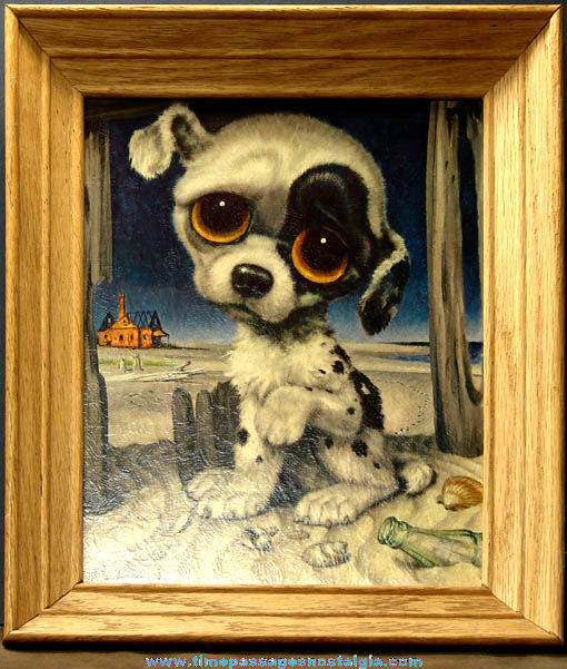 Framed 1960s Big Eyed Pity Puppy Gig Art Print