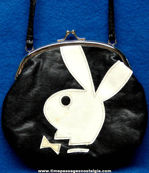 Black & White Playboy Bunny Leather Purse With Strap