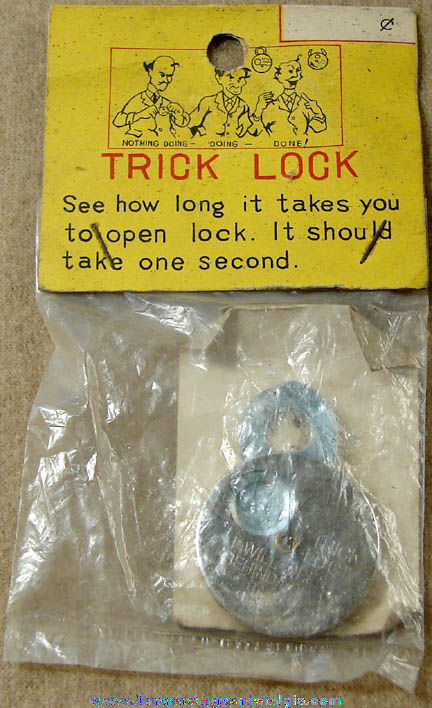 Unopened 1950s Novelty Magic Trick Metal Lock
