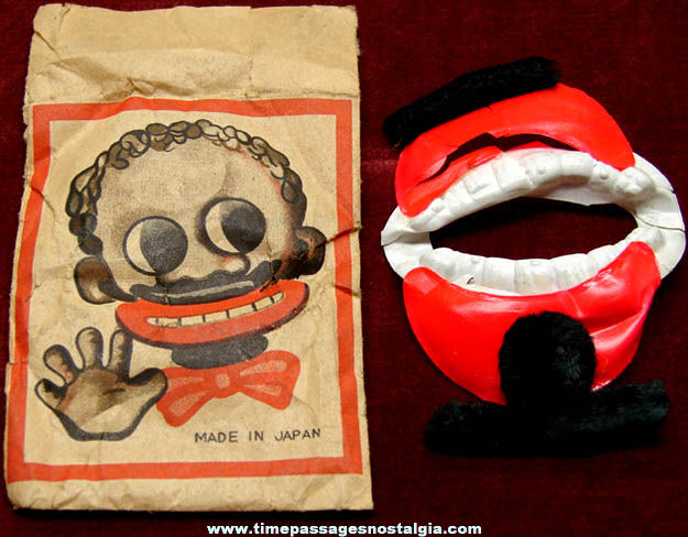 Old Black Celluloid Lips & Teeth With Original Envelope