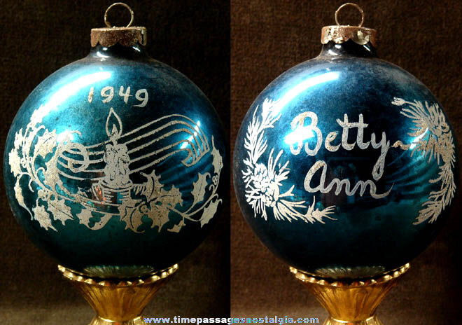 1949 Custom Made Glass Christmas Tree Ornament