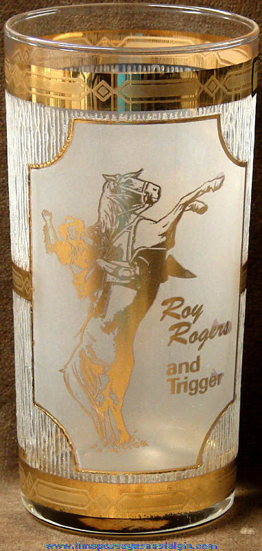 Unused Roy Rogers & Trigger Advertising 22k Gold Drink Glass