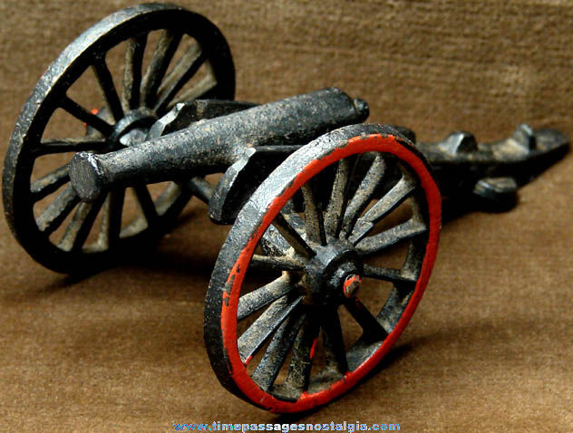 Old Miniature Cast Iron Metal Toy Cannon