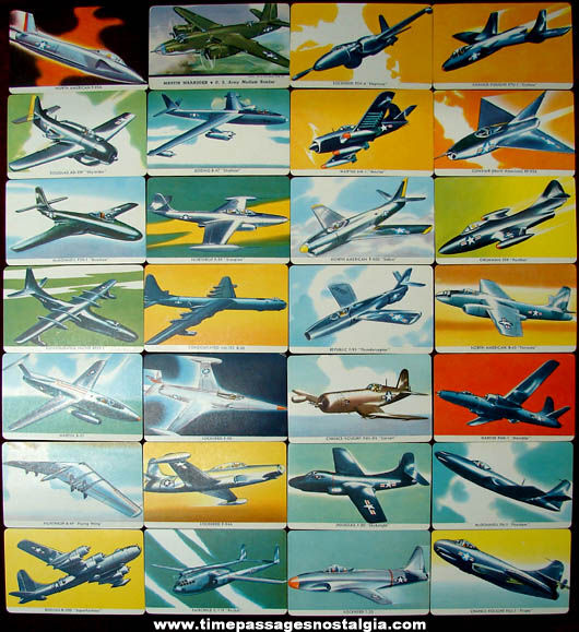 Set of (27) 1957 Quaker Pack-O-Ten Cereal Premium War Plane Cards With Mailer & Bonus