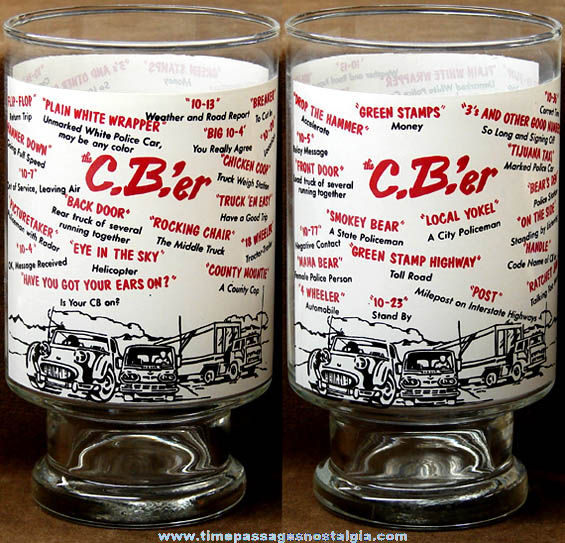 Large Old CB Radio Language Imprinted Drink Glass