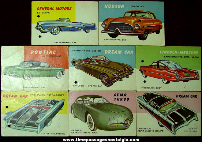 (8) 1950s Futuristic or Experimental Cars World on Wheels Trading Cards