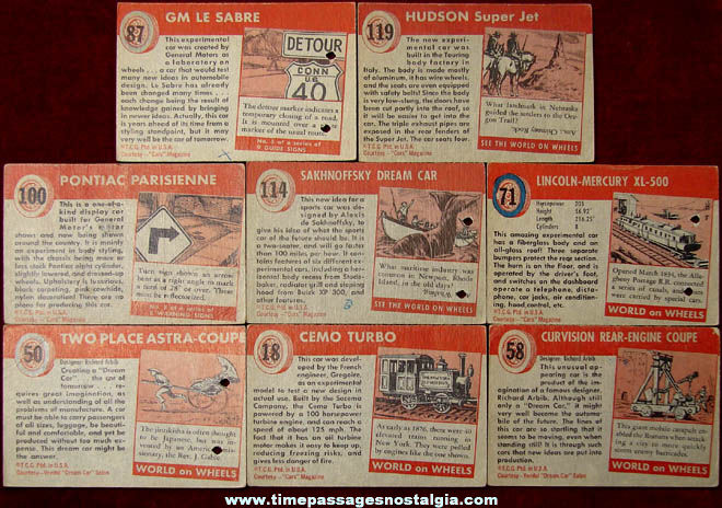 (8) 1950s Futuristic or Experimental Cars World on Wheels Trading Cards
