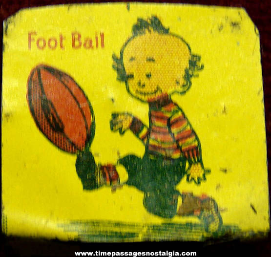 920s Cracker Jack Pop Corn Confection Lithographed Tin Football Player Stand Up Toy Prize