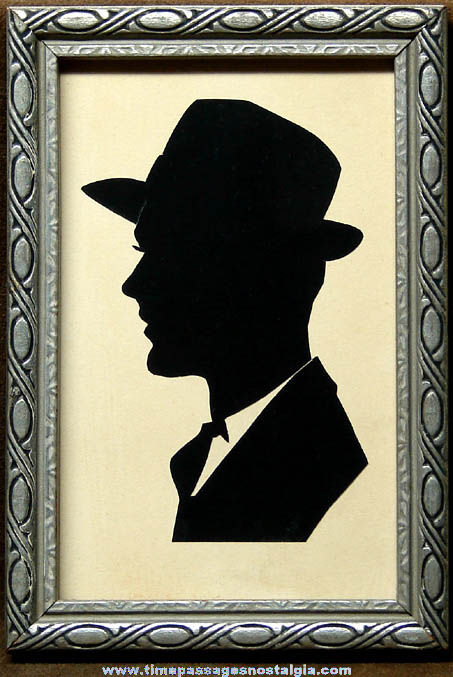 Old Framed Hand Cut Man Silhouette Art Picture