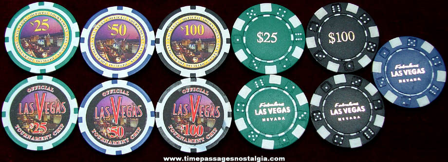 (11) Las Vegas Tournament Card Game Poker Chips