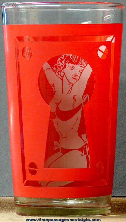 Old Risque Key Hole Woman Stripper Drink Glass