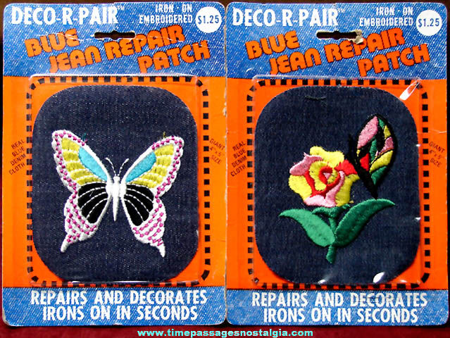 (2) Colorful Unopened ©1973 Denim Blue Jean Embroidered Patches
