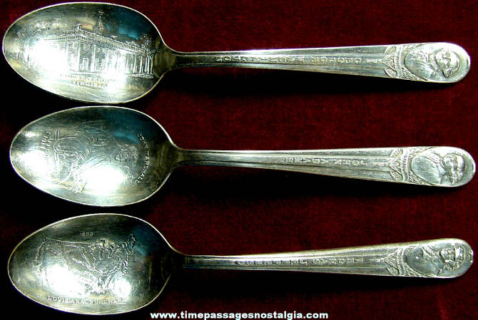 (3) Different Old United States President Advertising Souvenir Tea Spoons