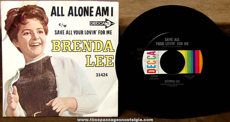 Old Brenda Lee Decca 45rpm Record With Picture Sleeve