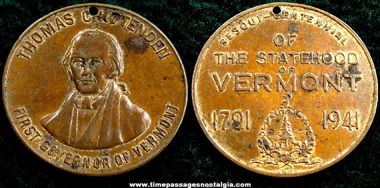 1941 State of Vermont Sesquicentennial Commemorative Medal Coin