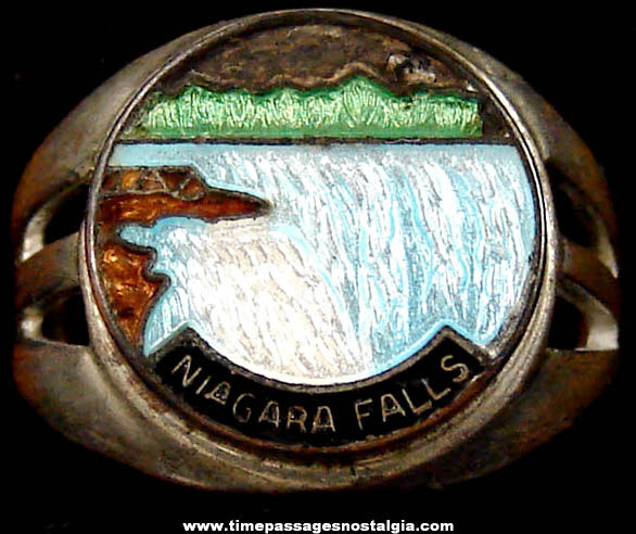 Old Enameled Metal Niagara Falls Advertising Souvenir Ring