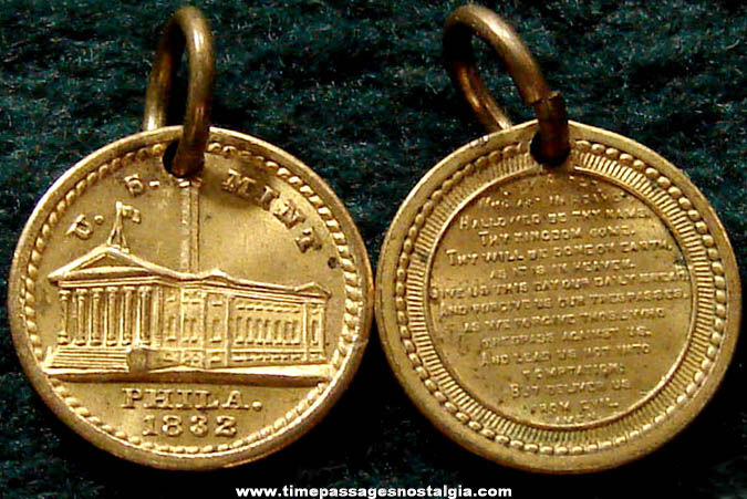 (2) Tiny Old United States Philadelphia Mint Advertising Coin Charms