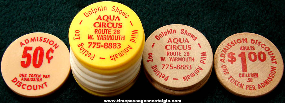 (11) Old Cape Cod Aqua Circus Advertising Discount Token Coins