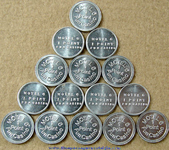 (15) Old Motel 6 Fun Casino Advertising Token Coins