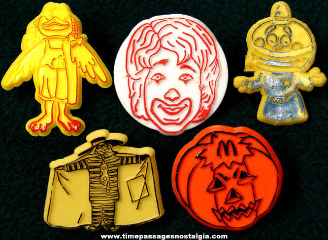 (5) Different Old McDonald’s Restaurant Advertising Character Premium Toy Rings