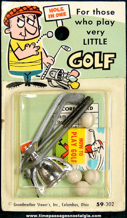 Unopened 1960s Grandmother Stovers Miniature Toy Golf Sport Set