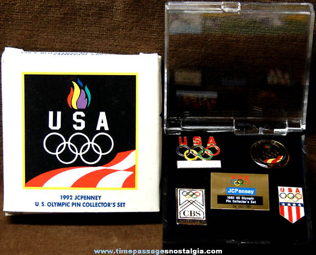 Set of (5) Boxed J.C. Penney U.S. Olympic Advertising Pins