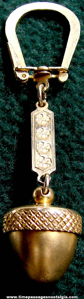 Unused Brass Metal Acorn Shaped Secret Compartment Key Chain