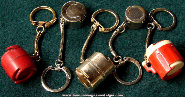 (5) Old Coin or Token Holder Key Chains