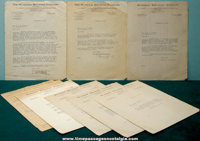 (9) 1911 - 1912 Superior Register Company Correspondence Letters