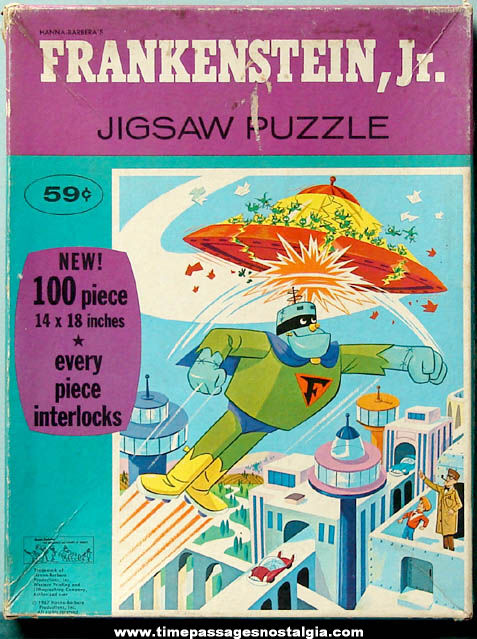 Boxed 1967 Frankenstein Jr. Cartoon Character Jigsaw Puzzle