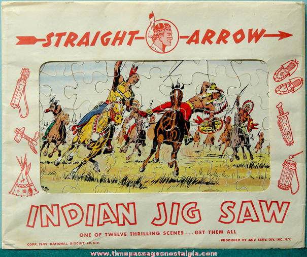 1949 Straight Arrow Nabisco Advertising Premium Jigsaw Puzzle With Envelope