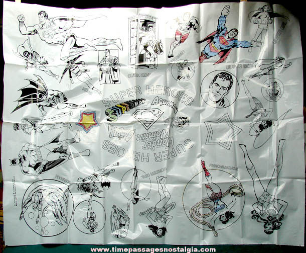 Large 1978 Super Heroes Character Coloring Cloth