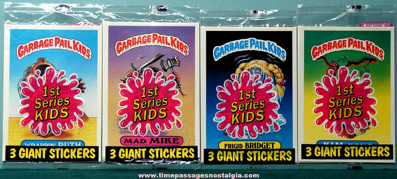 (12) Unopened 1986 Topps 1st Series Garbage Pail Kids Giant Stickers