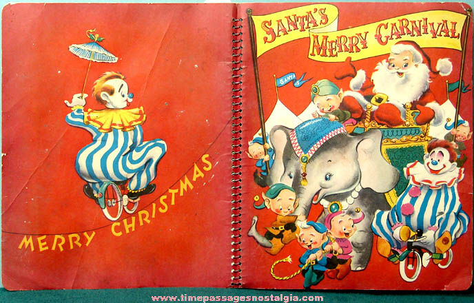 Colorful 1955 Santa’s Merry Carnival Pop Up Children’s Book