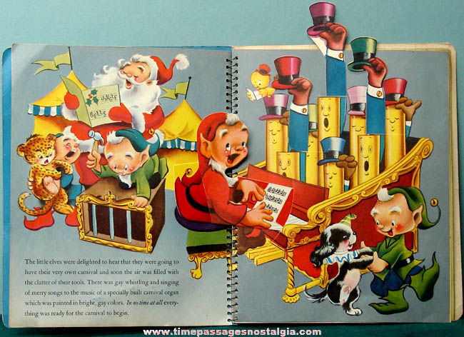 Colorful 1955 Santa’s Merry Carnival Pop Up Children’s Book