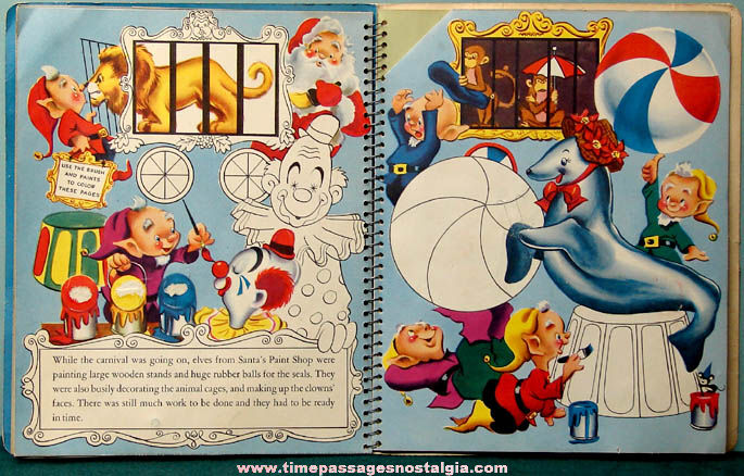 Colorful 1955 Santa’s Merry Carnival Pop Up Children’s Book