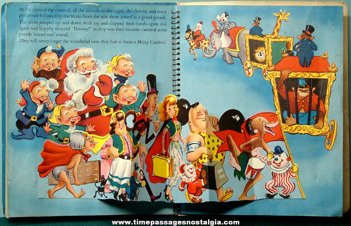 Colorful 1955 Santa’s Merry Carnival Pop Up Children’s Book