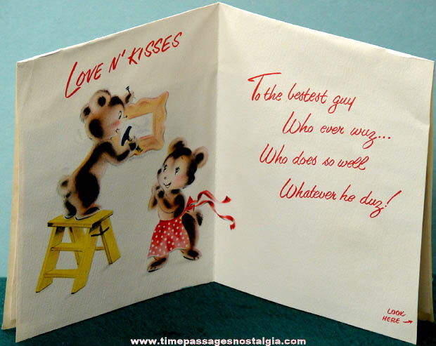 Colorful Old Norcross Pop Up Bear Valentine Greeting Card